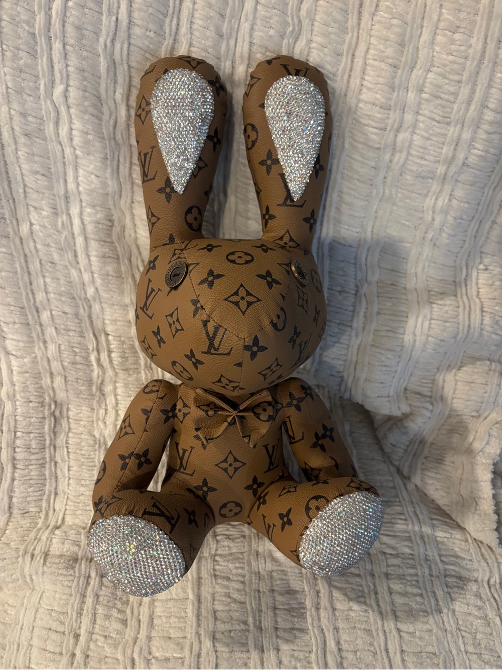 Kids Brown Monogram Bunny Plush Bottom - Designer Style - Picture 2 of 5
